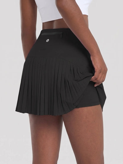Baleaf Women'S 14" High Waist Pleated Plain Sport Skirt - Lightweight A-Line Workout Skort with Tummy Control, 3 Pockets, Stretchy Fabric, Full Coverage Active Skirt for Tennis, Golf, Workout Skirts, Stretchy Sports Skort