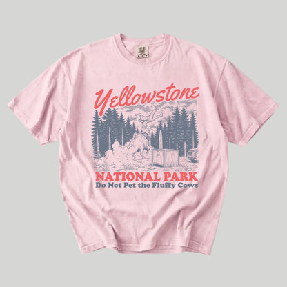 [Comfort Colors] Do Not Pet the Fluffy Cows T-Shirt, Yellowstone National Park Tee, Funny Camping Shirt, Family Vacation Outfit, Matching Travel Tees, Outdoor Adventure Gift, Made in USA