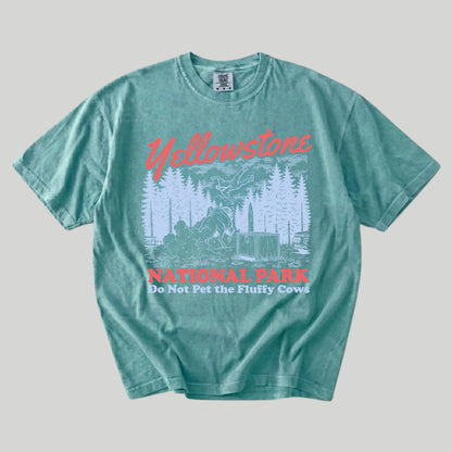 [Comfort Colors] Do Not Pet the Fluffy Cows T-Shirt, Yellowstone National Park Tee, Funny Camping Shirt, Family Vacation Outfit, Matching Travel Tees, Outdoor Adventure Gift, Made in USA