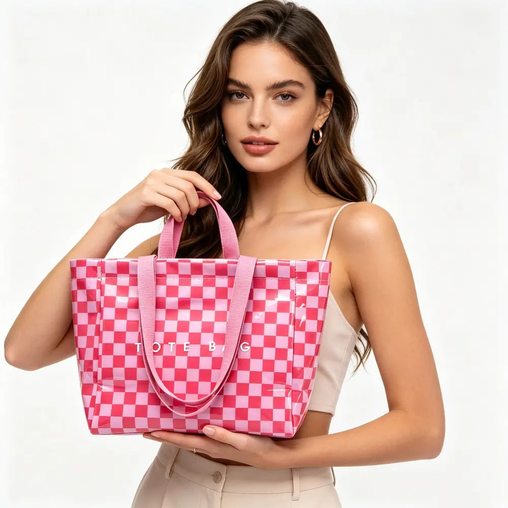 Women'S Extra Large Capacity Double Handle Casual Everyday Tote Bag - PVC Leather, Expandable, Cute, Modest Design, 2 Long & Short Shoulder Straps, Pink Leopard Print/Camouflage, Kiss Lock, Anti-Theft, for Daily Shopping, Holiday Use