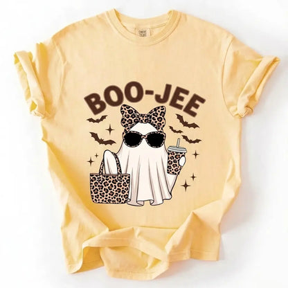 Comfort Colors Boo-Jee Ghost Shirt, Leopard Ghost Tee, Ghost Coffee Shirt, Funny Fall Shirt, Ghost Tee, Girly Halloween Gift, Boojee Tee