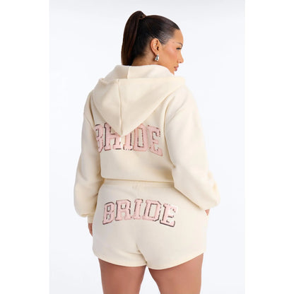 Bride to Be Fleece Short Set - White/Pink