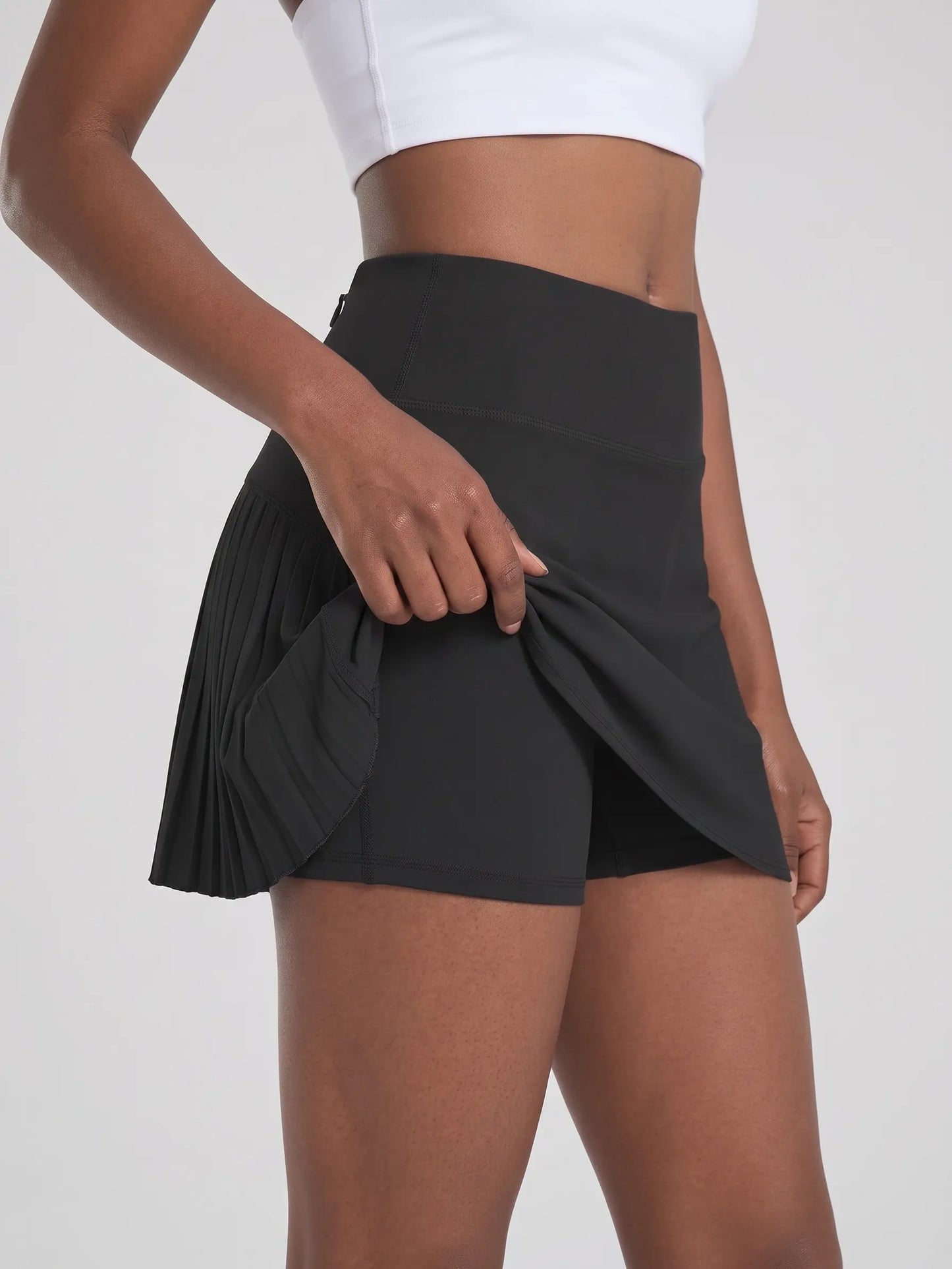 Baleaf Women'S 14" High Waist Pleated Plain Sport Skirt - Lightweight A-Line Workout Skort with Tummy Control, 3 Pockets, Stretchy Fabric, Full Coverage Active Skirt for Tennis, Golf, Workout Skirts, Stretchy Sports Skort