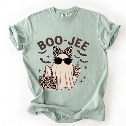 Comfort Colors Boo-Jee Ghost Shirt, Leopard Ghost Tee, Ghost Coffee Shirt, Funny Fall Shirt, Ghost Tee, Girly Halloween Gift, Boojee Tee