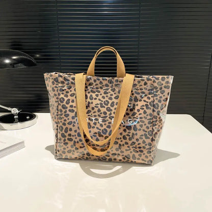 Women'S Extra Large Capacity Double Handle Casual Everyday Tote Bag - PVC Leather, Expandable, Cute, Modest Design, 2 Long & Short Shoulder Straps, Pink Leopard Print/Camouflage, Kiss Lock, Anti-Theft, for Daily Shopping, Holiday Use