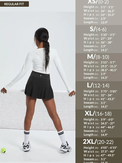 Baleaf Women'S 14" High Waist Pleated Plain Sport Skirt - Lightweight A-Line Workout Skort with Tummy Control, 3 Pockets, Stretchy Fabric, Full Coverage Active Skirt for Tennis, Golf, Workout Skirts, Stretchy Sports Skort