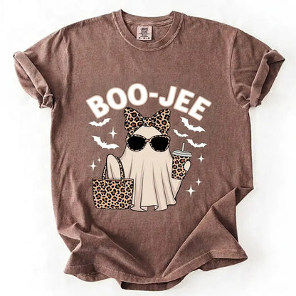 Comfort Colors Boo-Jee Ghost Shirt, Leopard Ghost Tee, Ghost Coffee Shirt, Funny Fall Shirt, Ghost Tee, Girly Halloween Gift, Boojee Tee
